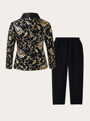 Little Boys Paisley Jacquard Tuxedo Blazer & Trousers - Onyx