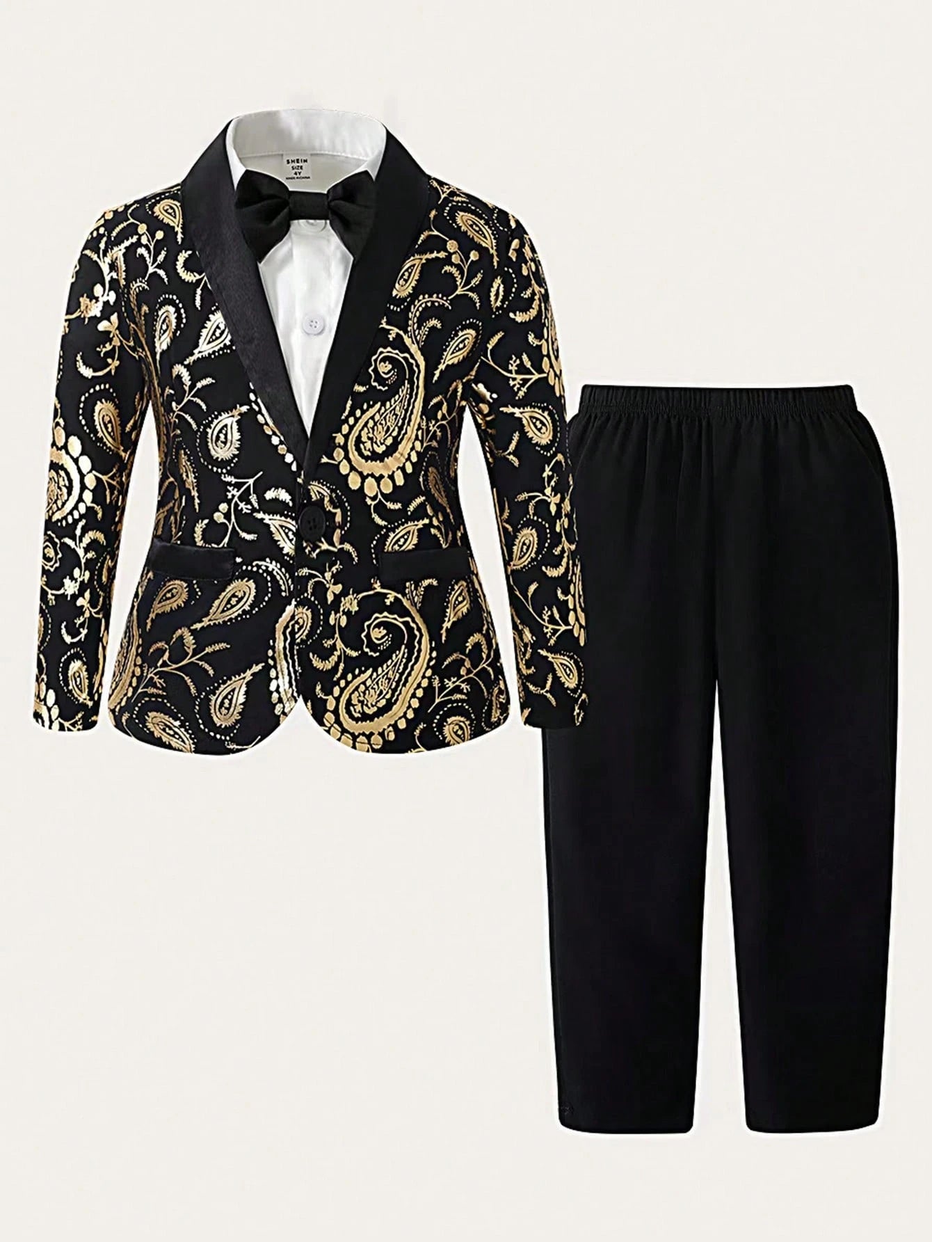 Little Boys Paisley Jacquard Tuxedo Blazer & Trousers - Onyx