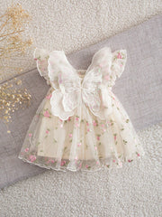 Baby Girls Rose Embroidered Tulle Butterfly Dress - Ivory | 21 Cent...