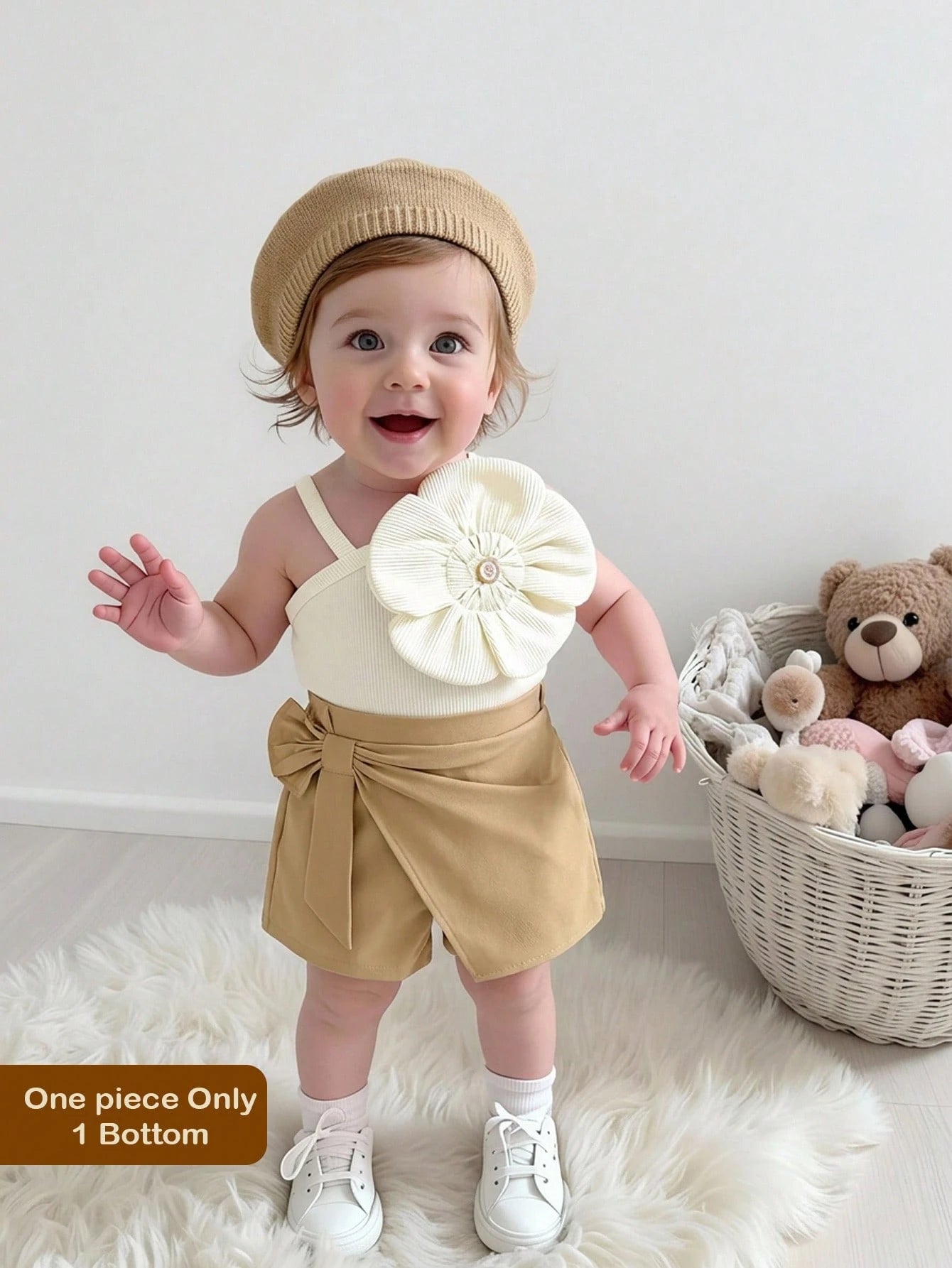 Girls Bow-Detail Wrap Skort - Buff | 21 Century Kids