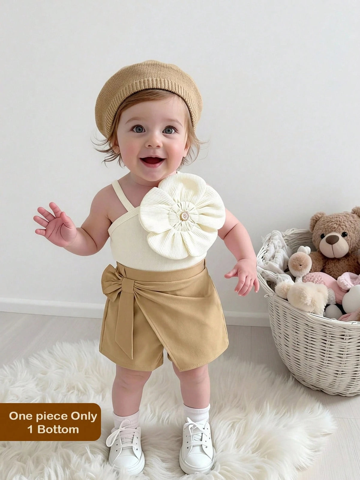 Girls Bow-Detail Wrap Skort - Buff | 21 Century Kids