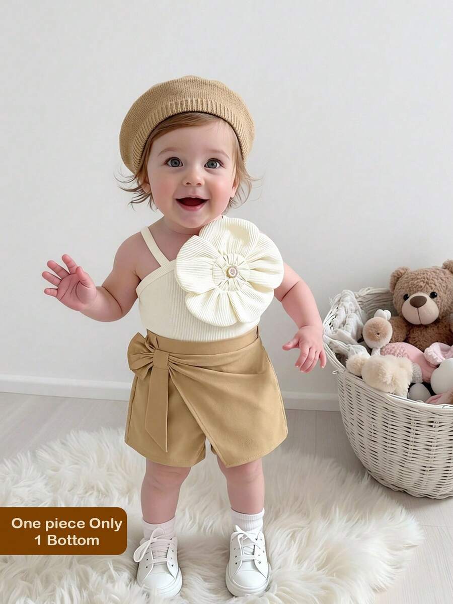 Girls Bow-Detail Wrap Skort - Buff | 21 Century Kids