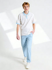 2pcs Boys Waffle Polo Shirt & Tailored Trousers Set - Ivory | 21 Ce...