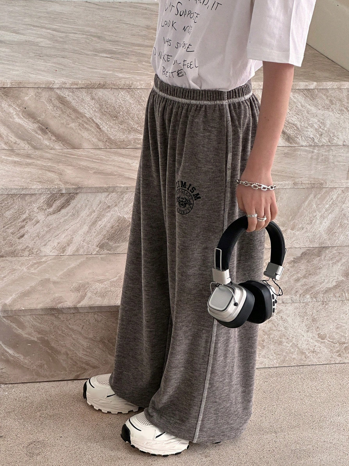 Big Boys Seal Print Wide-Leg Sweatpants - Slate | 21 Century Kids
