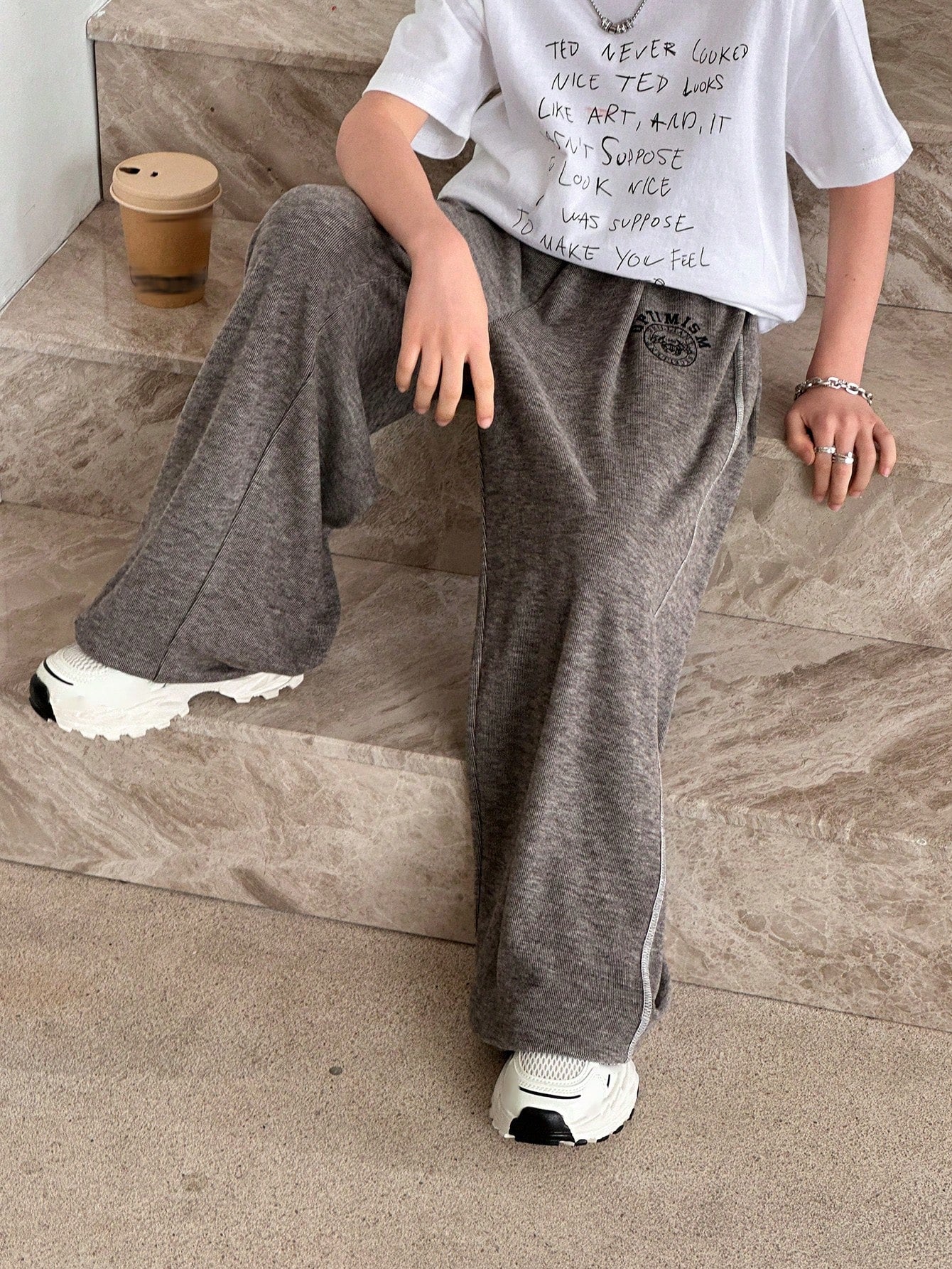 Big Boys Seal Print Wide-Leg Sweatpants - Slate | 21 Century Kids