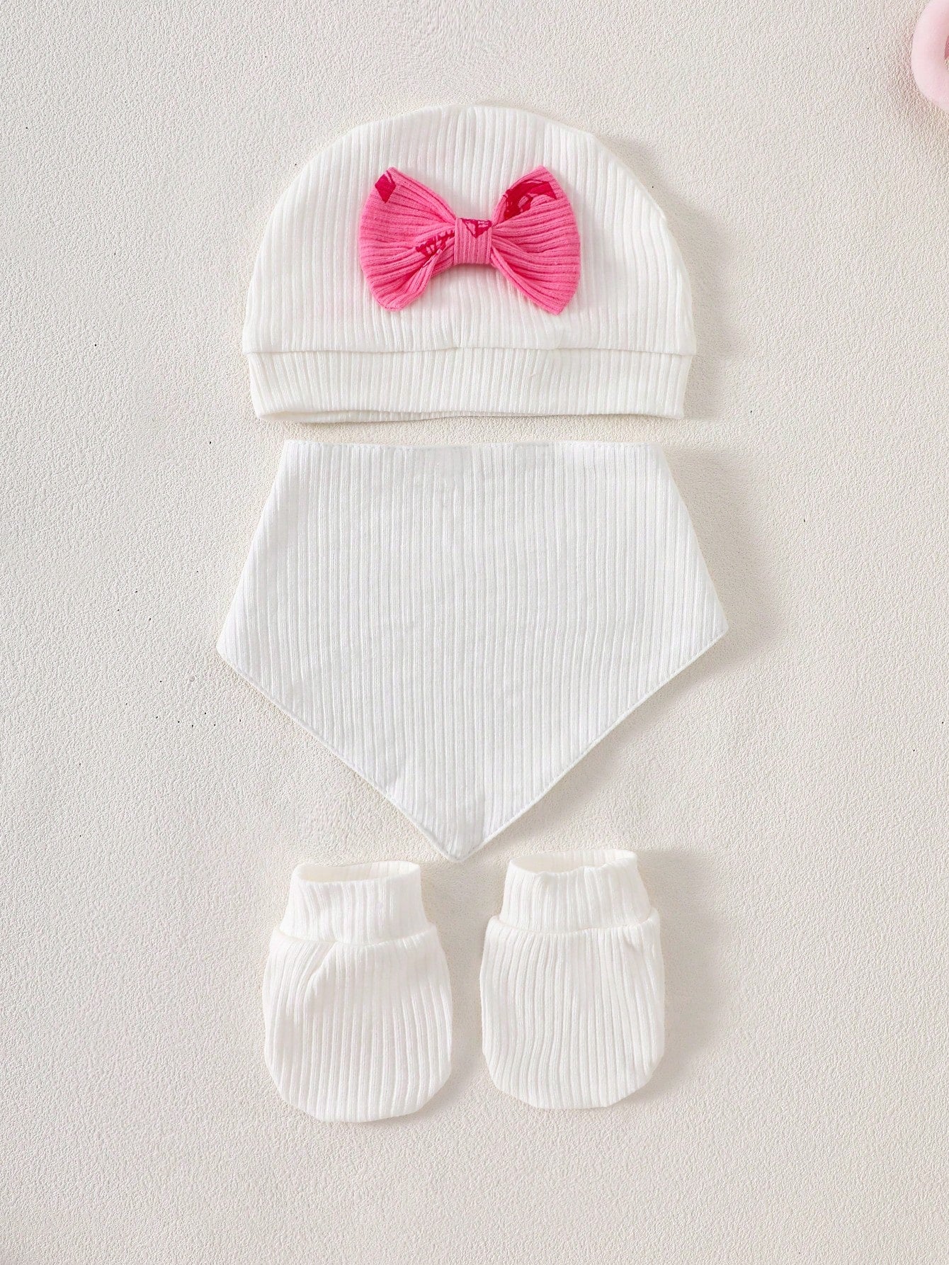 6pcs Baby Girls Bow Print Ribbed Top & Pants Gift Set - Cerise | 21...