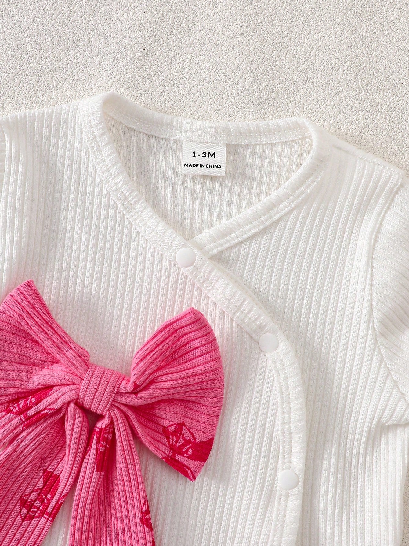 6pcs Baby Girls Bow Print Ribbed Top & Pants Gift Set - Cerise | 21...