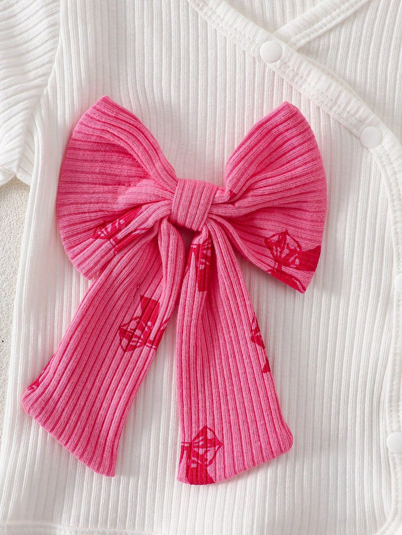 6pcs Baby Girls Bow Print Ribbed Top & Pants Gift Set - Cerise | 21...