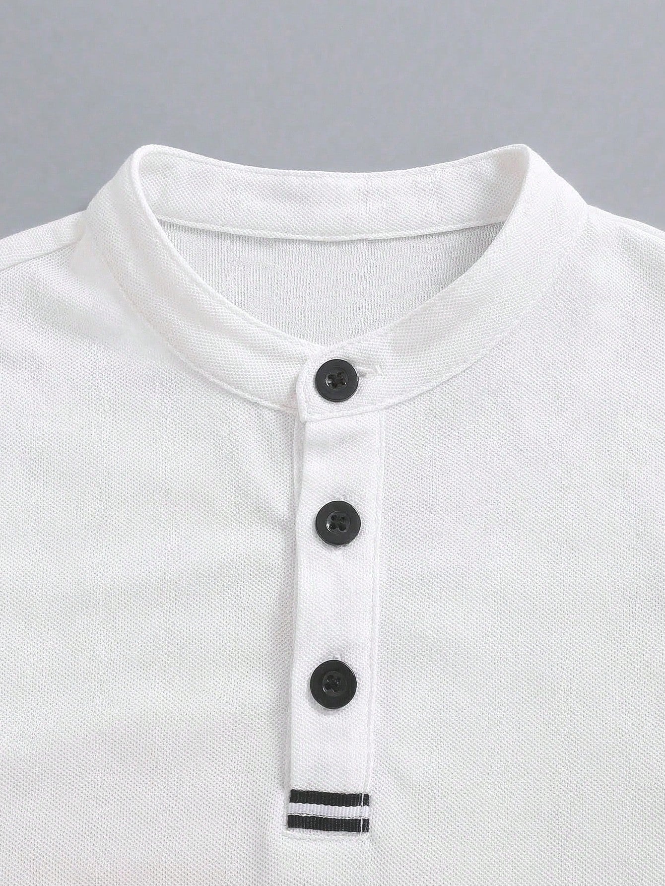 Boys Piqué Henley Stand Collar Short Sleeve Polo - Ivory | 21 Centu...