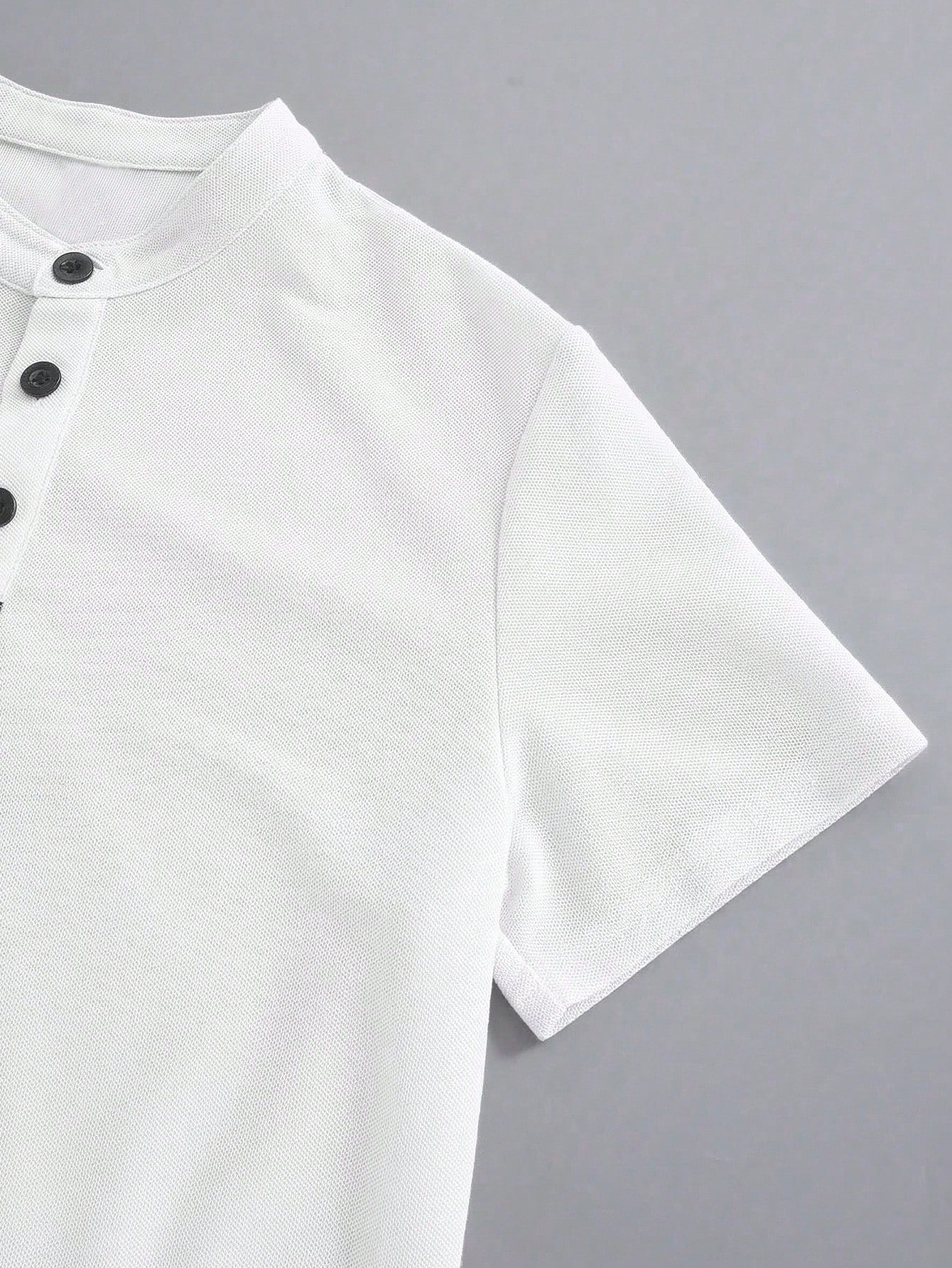 Boys Piqué Henley Stand Collar Short Sleeve Polo - Ivory | 21 Centu...
