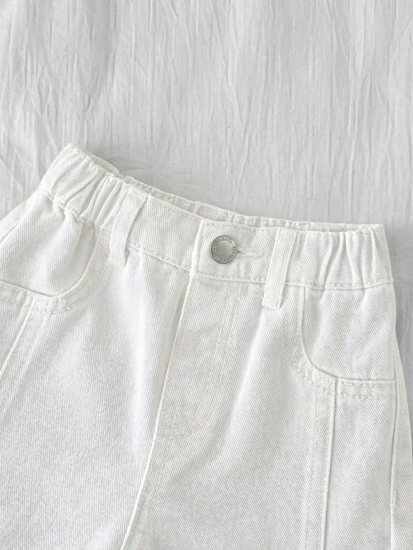 Boys Wide-Leg Cuffed Denim Bermuda Shorts - Ivory | 21 Century Kids