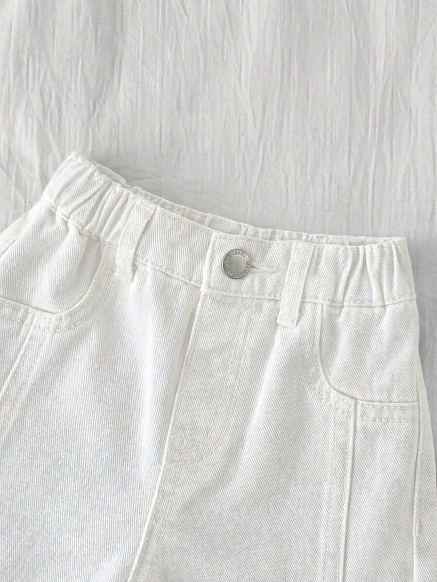 Boys Wide-Leg Cuffed Denim Bermuda Shorts - Ivory | 21 Century Kids