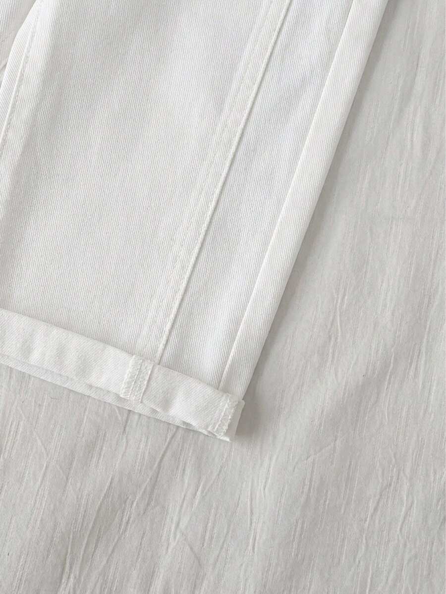 Boys Wide-Leg Cuffed Denim Bermuda Shorts - Ivory | 21 Century Kids