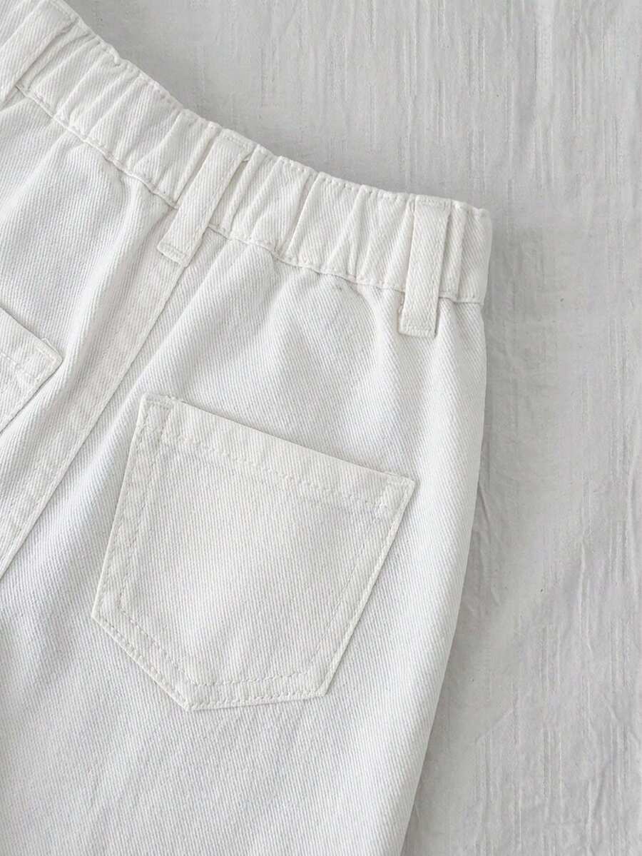 Boys Wide-Leg Cuffed Denim Bermuda Shorts - Ivory | 21 Century Kids