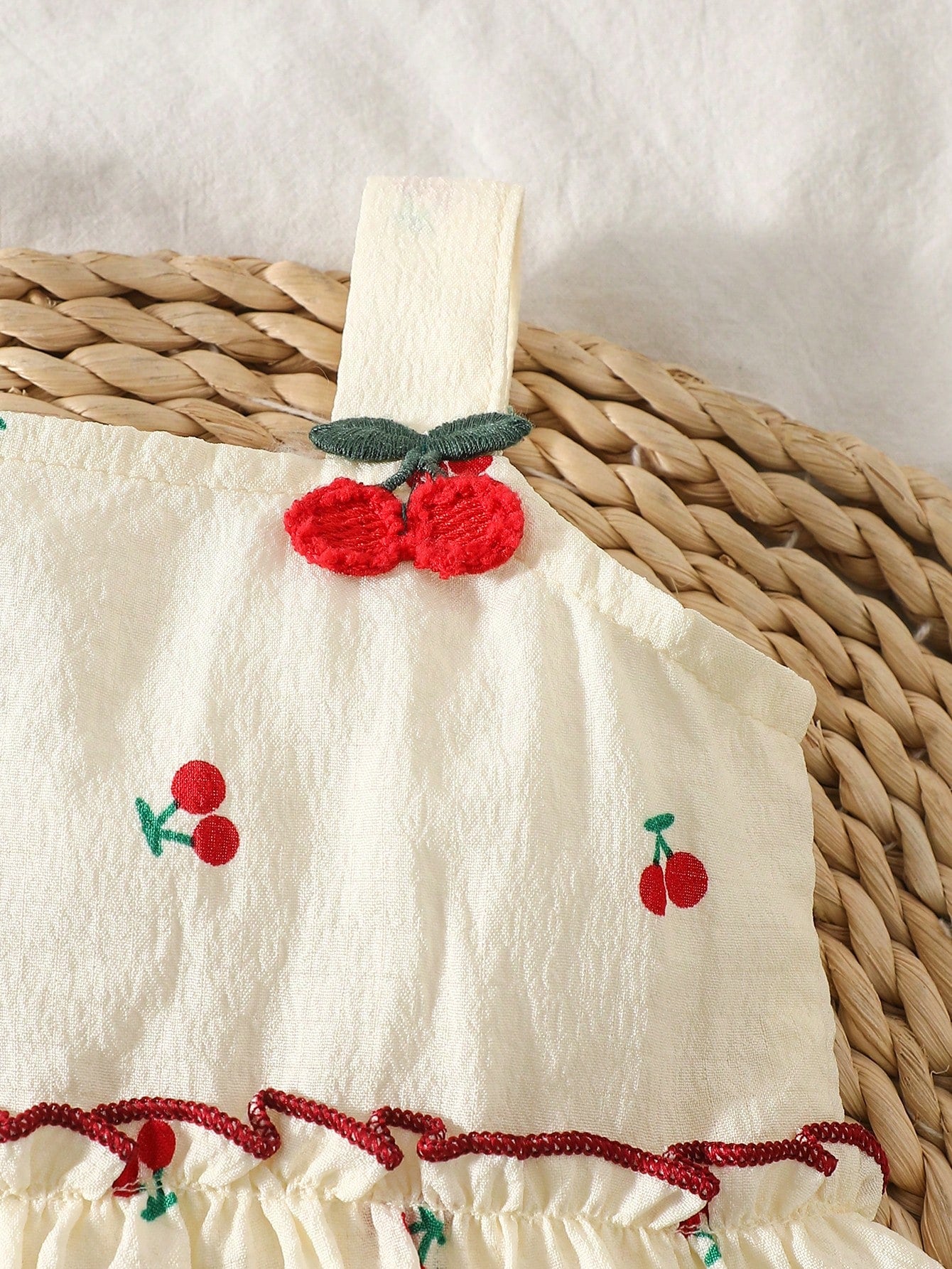 2pcs Baby Girls Cherry Embroidered Cami Top & Bloomer Shorts Set - ...