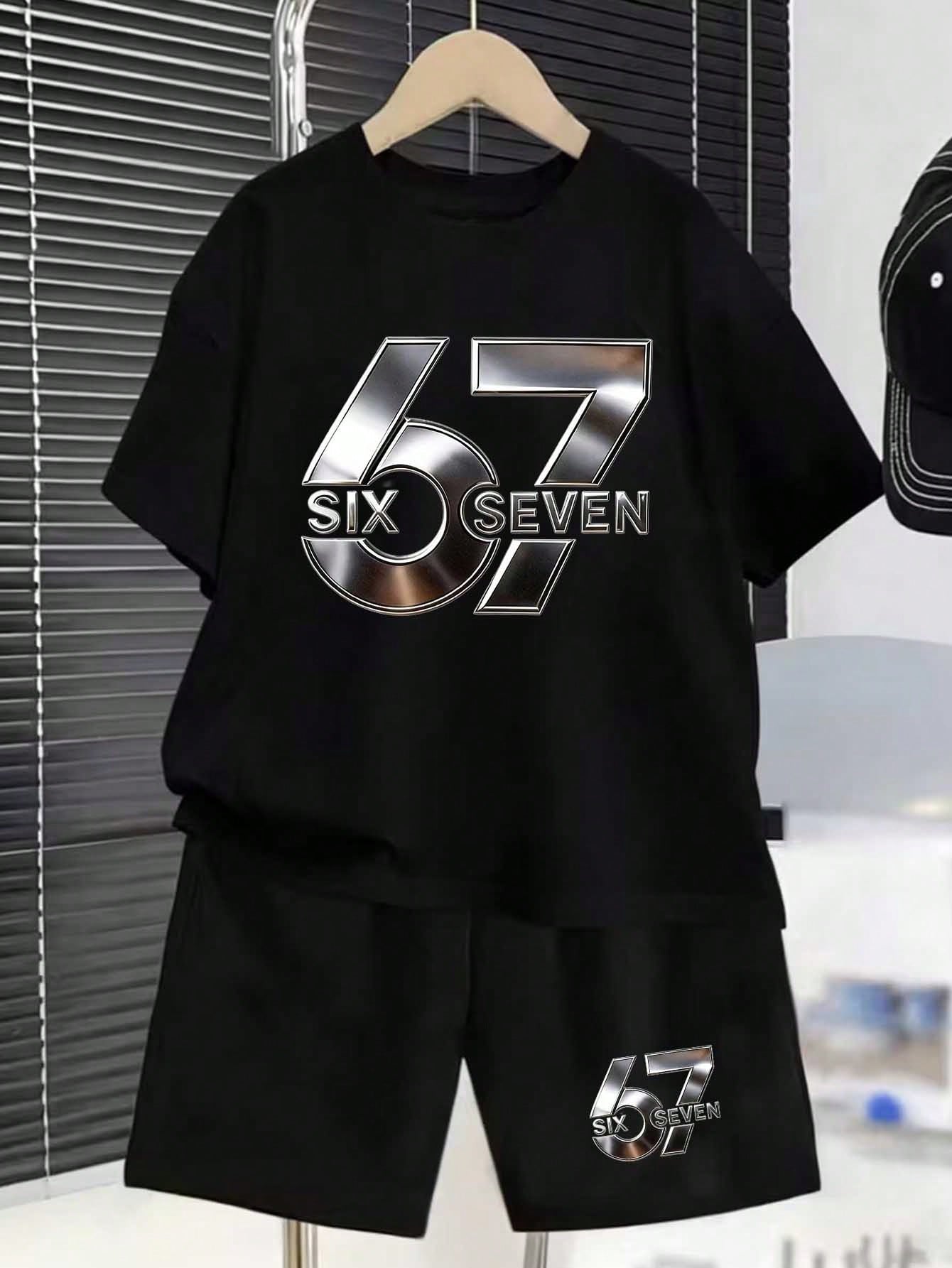 2pcs Big Boys Metallic Graphic Tee & Shorts Set - Onyx | 21 Century...