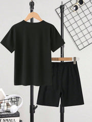 2pcs Big Boys Metallic Graphic Tee & Shorts Set - Onyx | 21 Century...