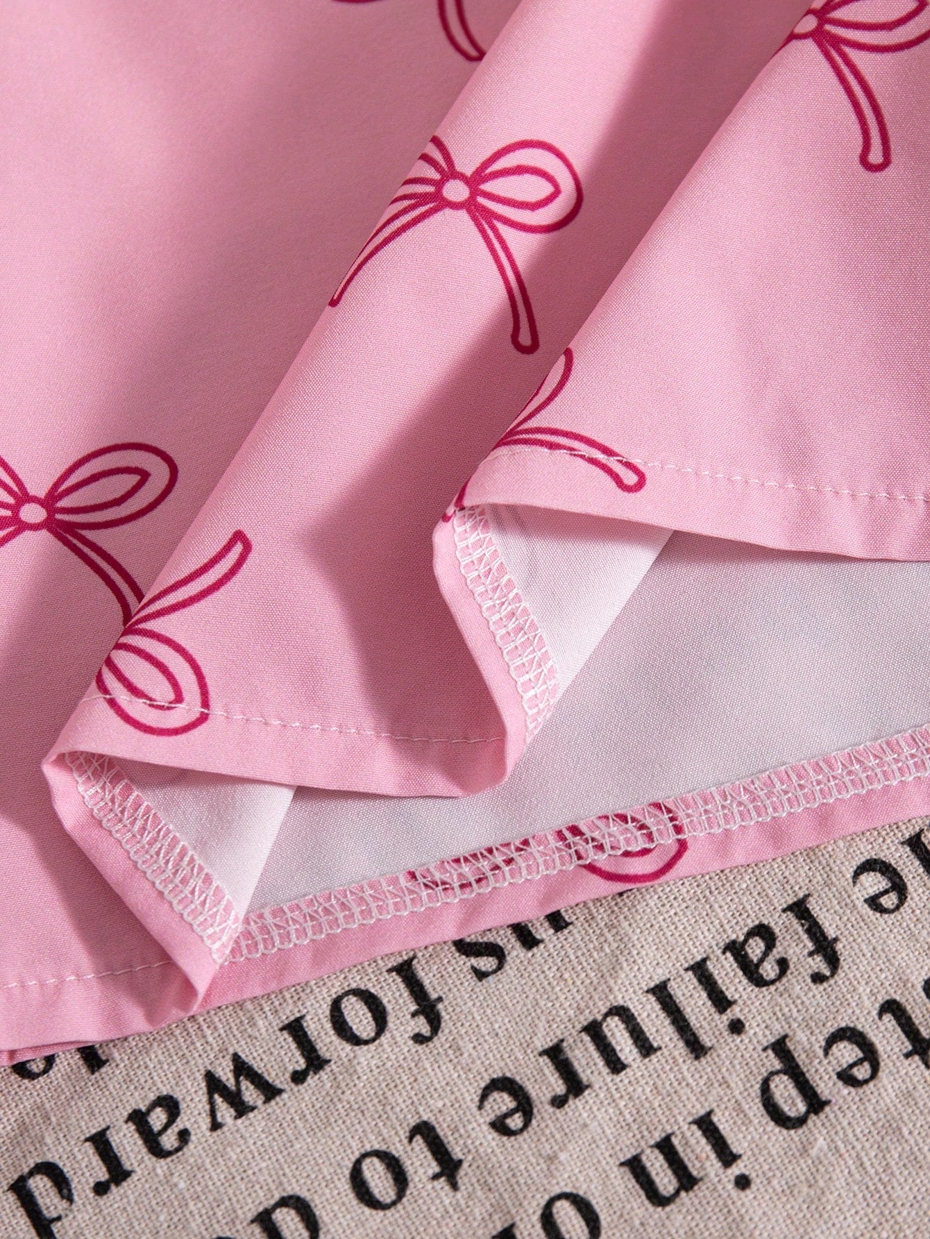 Girls Bow Print Peter Pan Collar Puff Sleeve Top & Flare Pants - Blush
