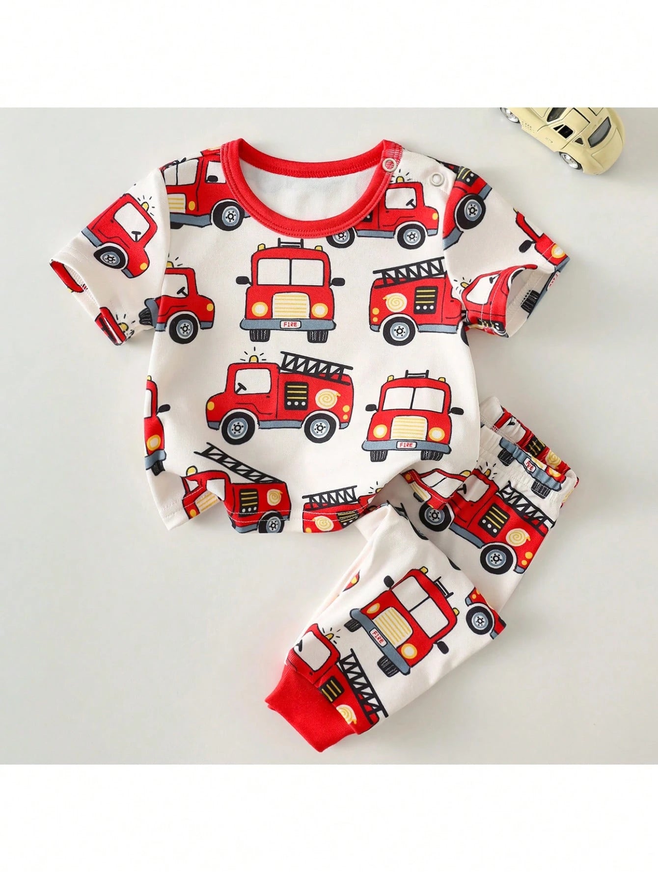 Boys Fire Truck Print Knit Top & Pants Set - Isabelline
