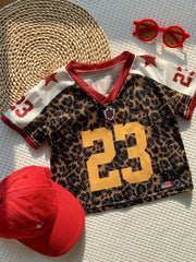 Boys Leopard Print Mesh Football Jersey - Tawny