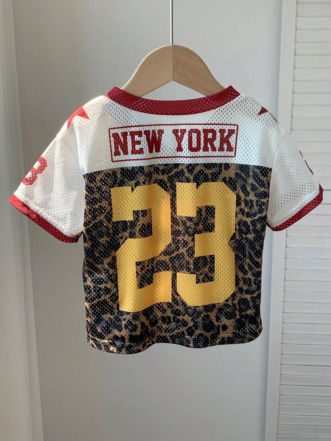Boys Leopard Print Mesh Football Jersey - Tawny