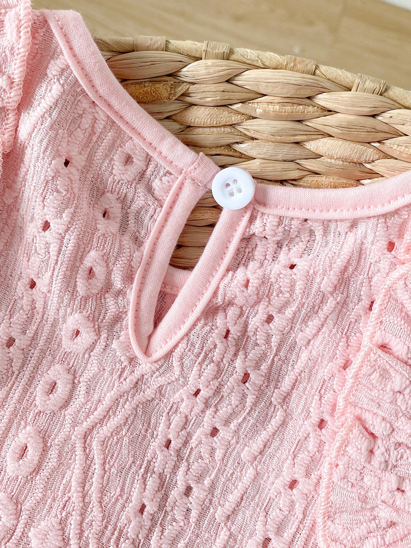 Girls Eyelet Ruffle Top & Shorts Set - Blush