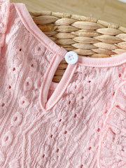 Girls Eyelet Ruffle Top & Shorts Set - Blush