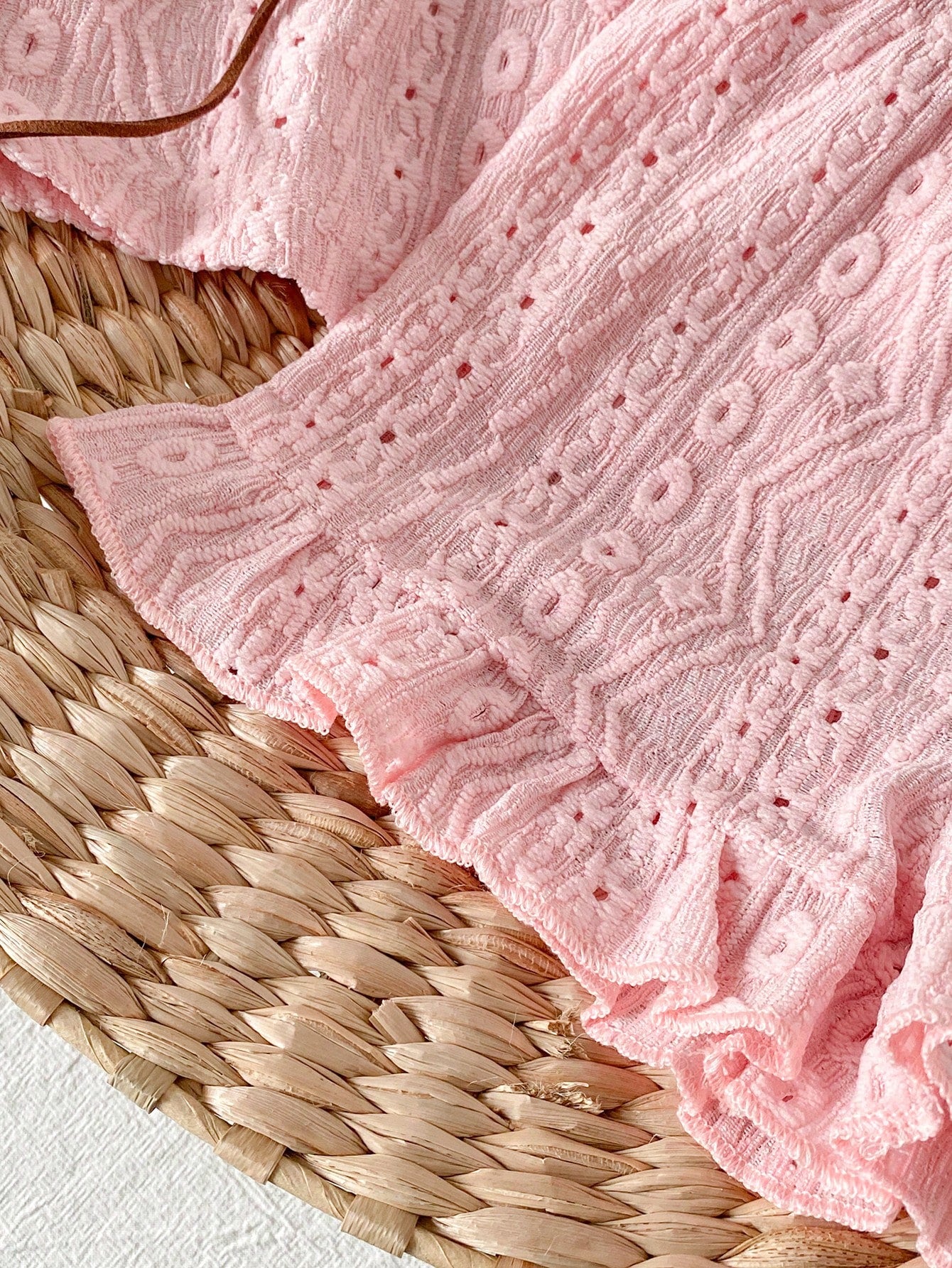 Girls Eyelet Ruffle Top & Shorts Set - Blush