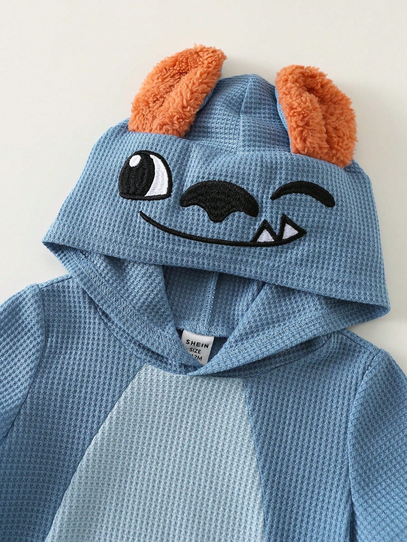 Unisex Monster Character Waffle Knit Hooded Romper - Cerulean | 21 ...