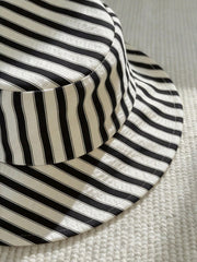 2pcs Unisex Striped Bib Shortall & Bucket Hat Set - Ecru | 21 Centu...