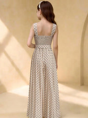 Big Girls Polka Dot Crossover Halter Pleated Maxi Jumpsuit - Ecru |...