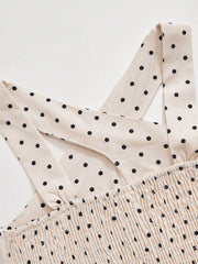 Big Girls Polka Dot Crossover Halter Pleated Maxi Jumpsuit - Ecru |...