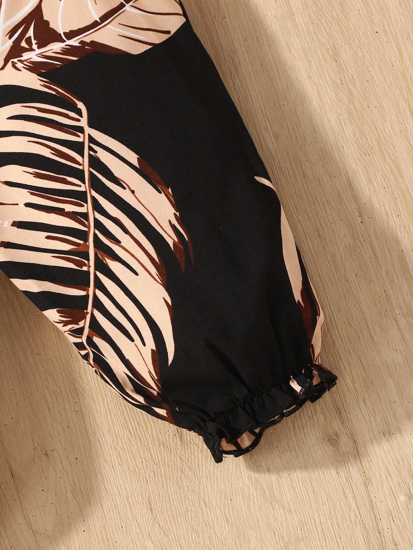 Girls Tropical Palm Print Cami Jumpsuit - Onyx