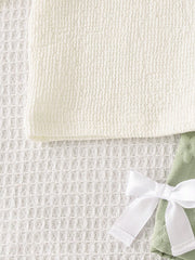 Girls 3D Floral Ruffle Sleeve Top & Shorts Set - Ivory