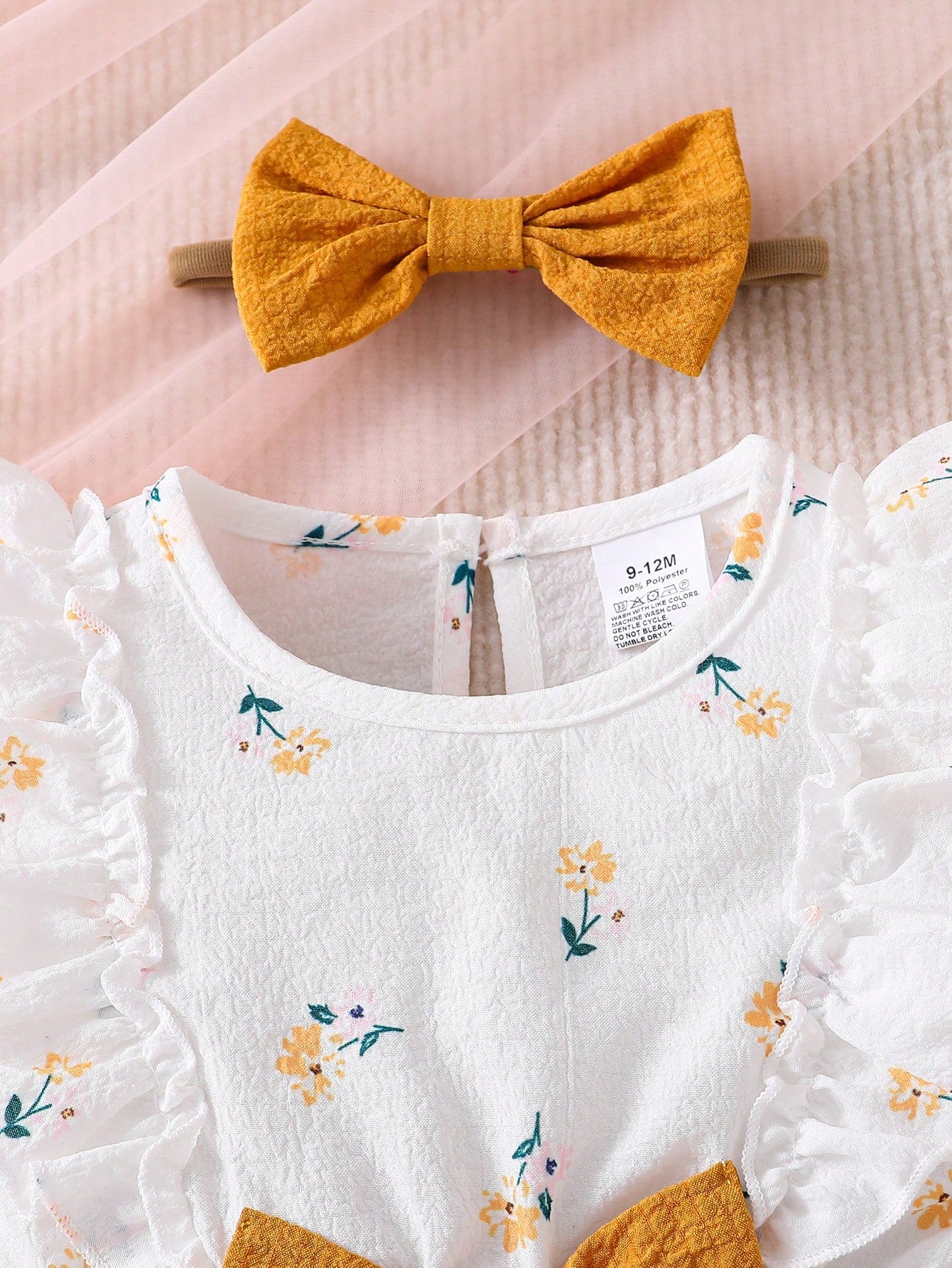Baby Girls Ditsy Floral Ruffle Sleeve Romper - Ivory | 21 Century Kids