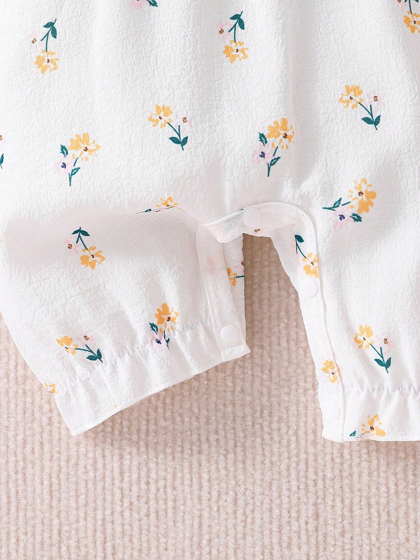Baby Girls Ditsy Floral Ruffle Sleeve Romper - Ivory | 21 Century Kids
