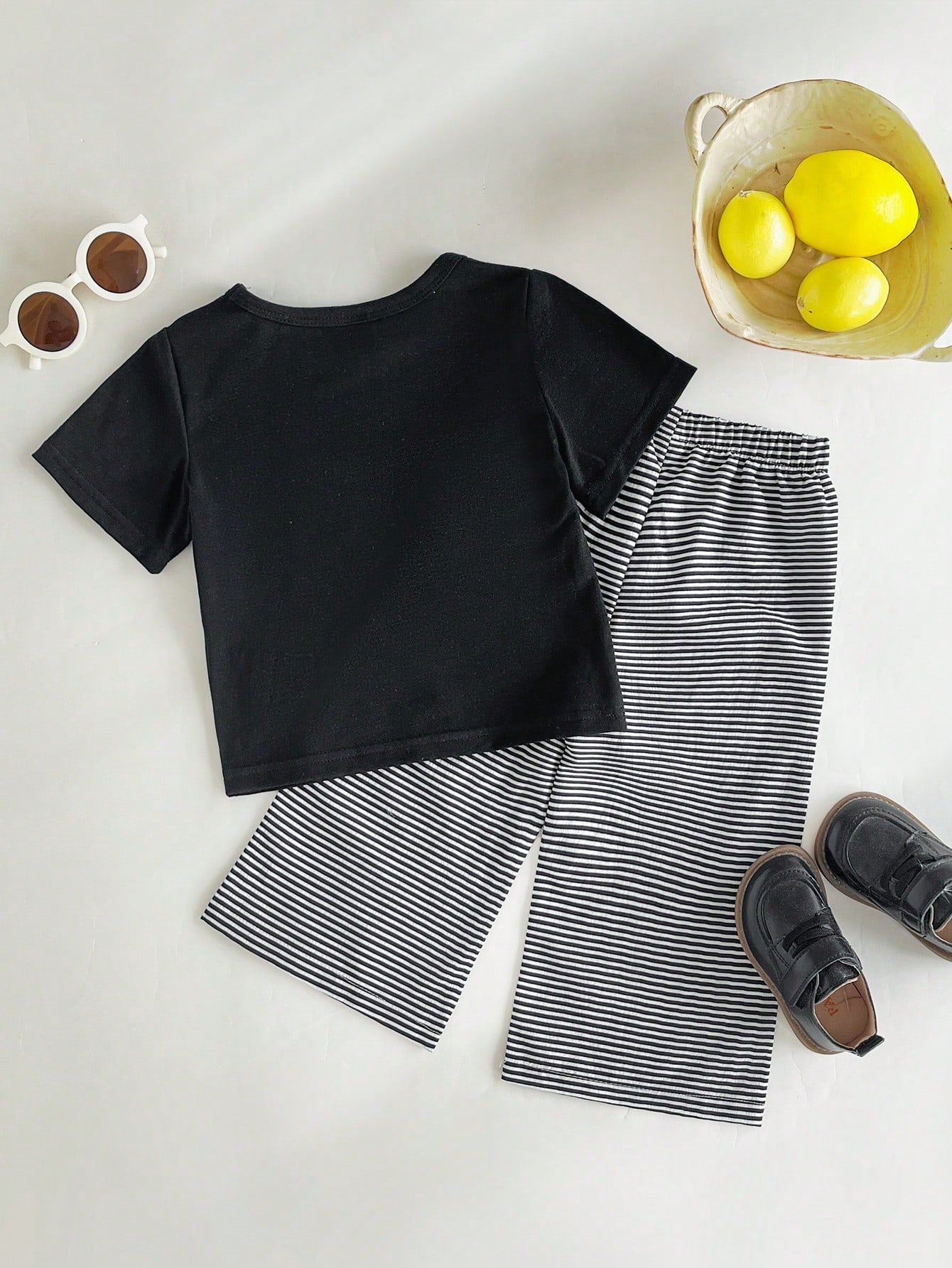 2pcs Boys Stripe Pocket Tee & Striped Pants Set - Onyx | 21 Century...