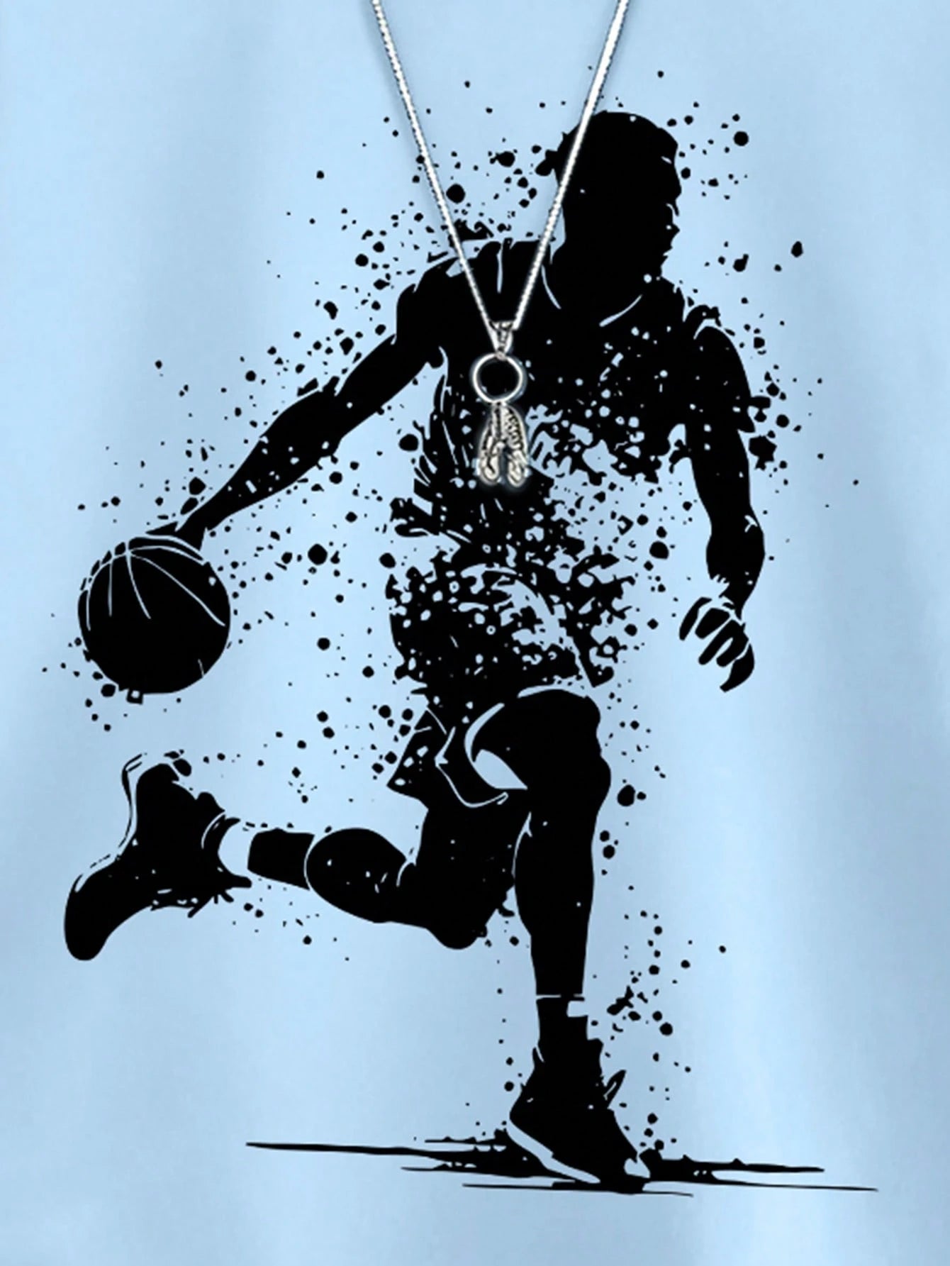 2pcs Boys Basketball Splatter Print Tee & Shorts Set - Cerulean | 2...