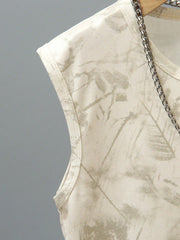 2pcs Little Boys Botanical Print Vest & Shorts Set - Ecru