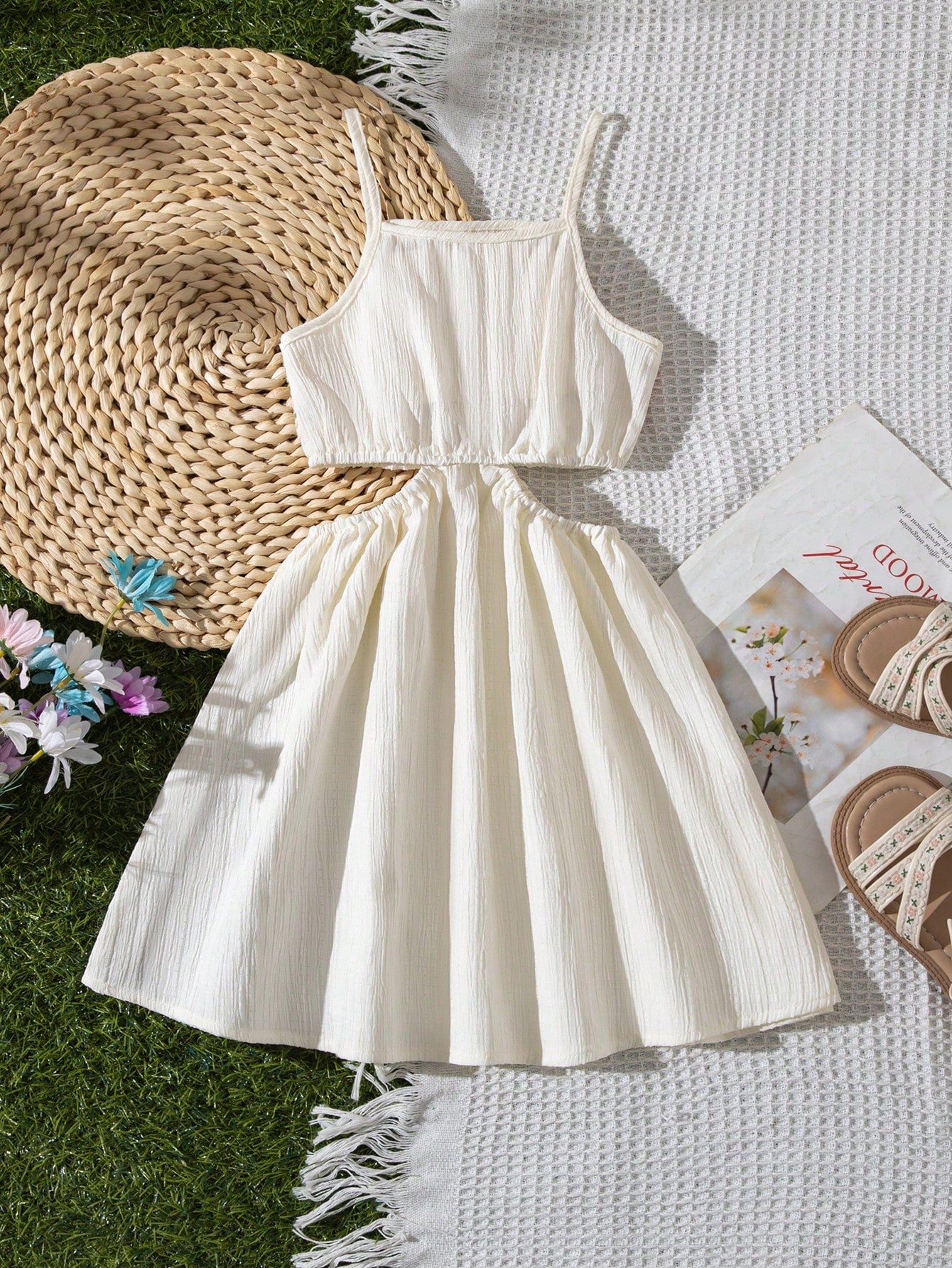 2pcs Girls Crochet Floral Cami Top & Skirt Set - Ivory | 21 Century...