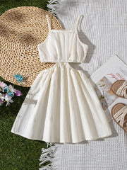 2pcs Girls Crochet Floral Cami Top & Skirt Set - Ivory | 21 Century...