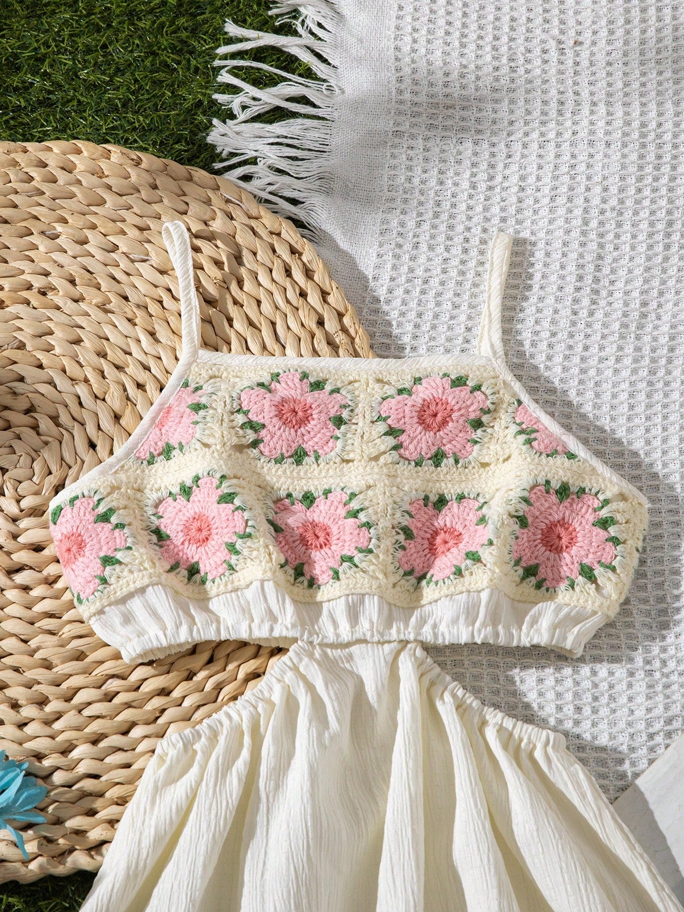 2pcs Girls Crochet Floral Cami Top & Skirt Set - Ivory | 21 Century...
