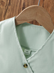 Little Girls Asymmetric Pleated Vest & Wide-Leg Pants Set - Celadon