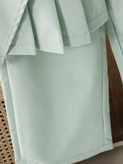 Little Girls Asymmetric Pleated Vest & Wide-Leg Pants Set - Celadon