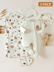 Baby Boys Bear Print Layette Gift Set - Ivory
