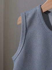 3pcs Little Boys Waffle Knit Vest & Shorts Set - Slate