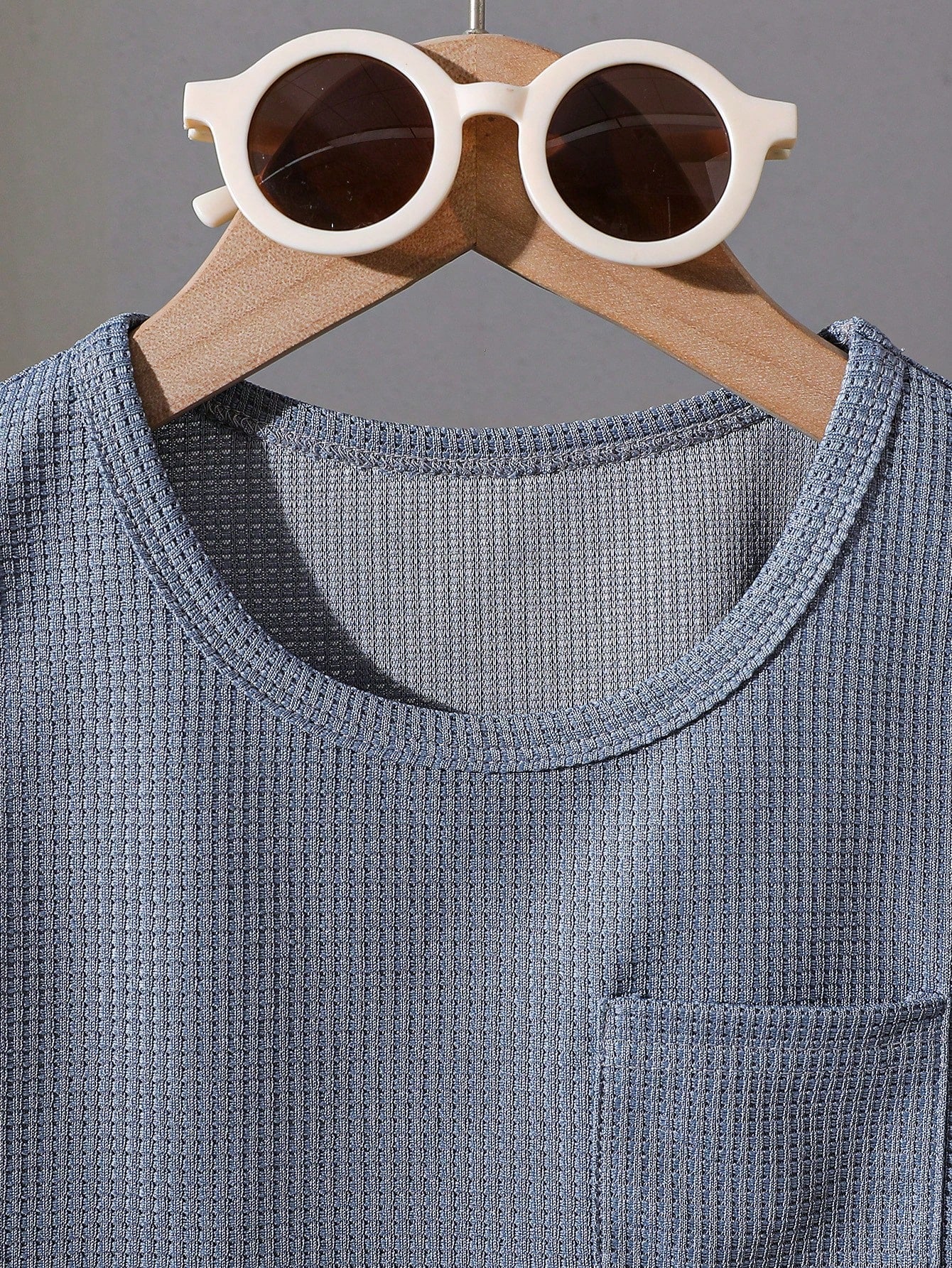 3pcs Little Boys Waffle Knit Vest & Shorts Set - Slate