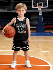 2pcs Boys Basketball Jersey Vest & Shorts Set - Onyx