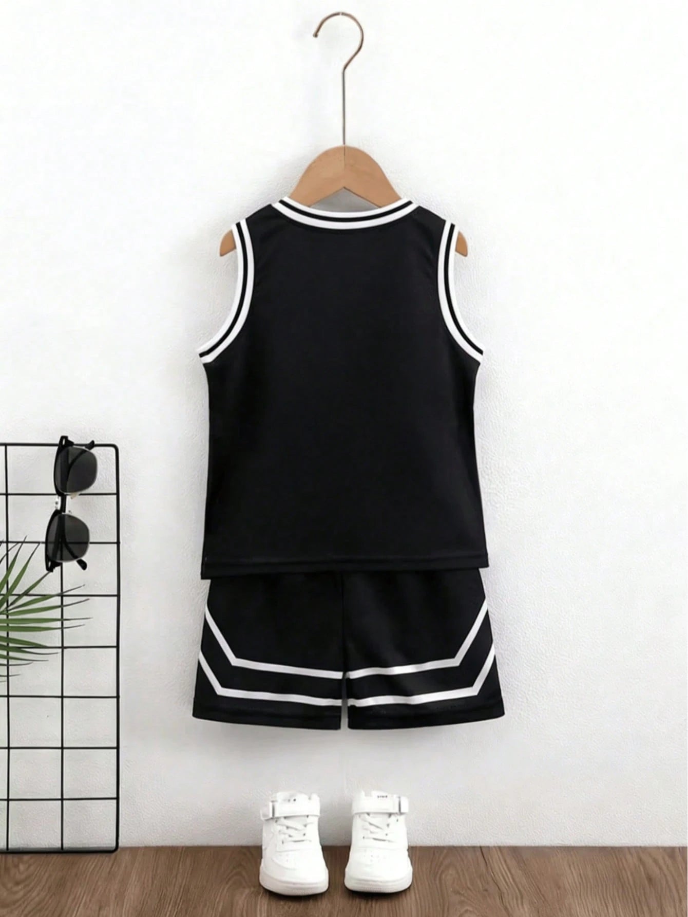 2pcs Boys Basketball Jersey Vest & Shorts Set - Onyx