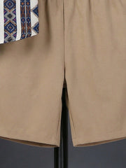 2pcs Boys Aztec Print Shirt & Chino Shorts Set - Ecru | 21 Century ...